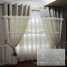 flocked linen curtain with embroidered